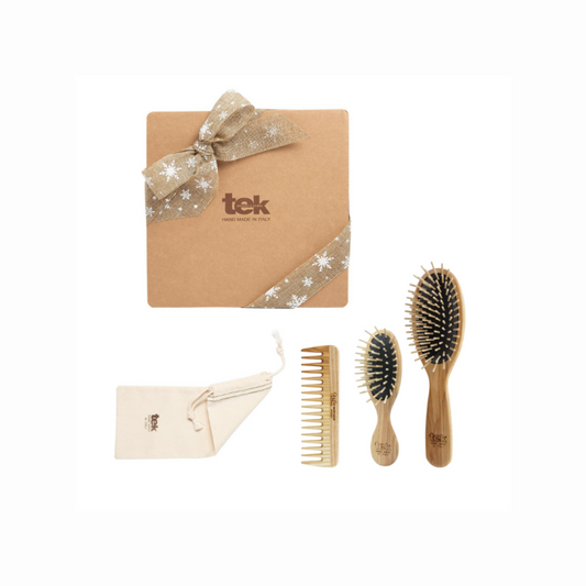 Tek Premium Gift Set – Large & Small Oval Brushes + Wooden Comb